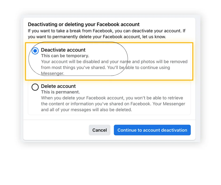 How to deactivate/Deleting Facebook Account?